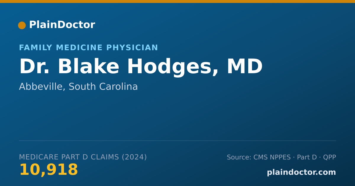 Shareable card for Blake Hodges, MD - Family Medicine Physician, Abbeville, SC