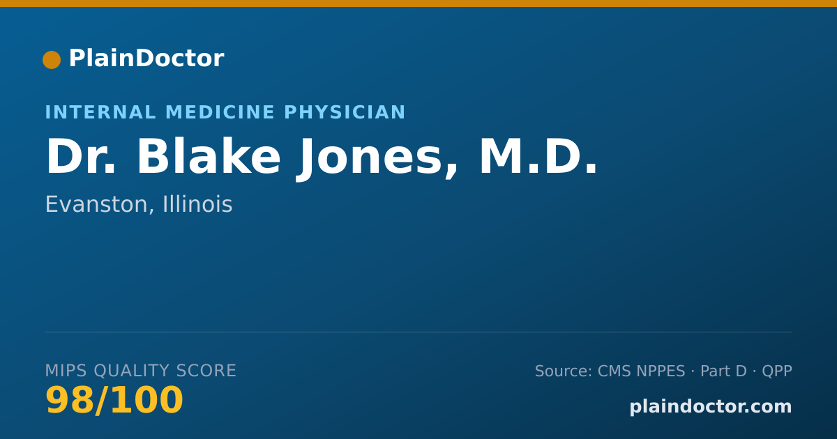 Shareable card for Blake Jones, M.D. - Internal Medicine Physician, Evanston, IL