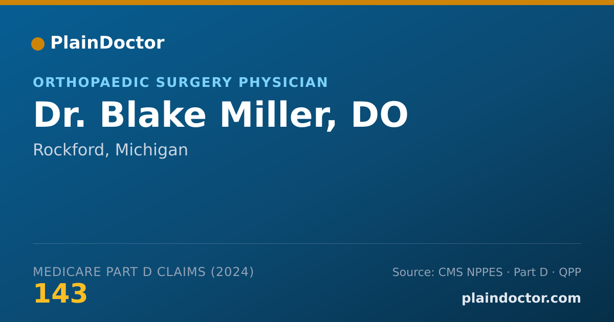 Shareable card for Blake Miller, DO - Orthopaedic Surgery Physician, Rockford, MI