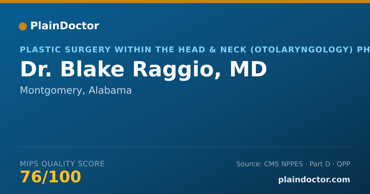 Shareable card for Blake Raggio, MD - Plastic Surgery within the Head & Neck (Otolaryngology) Physician, Montgomery, AL