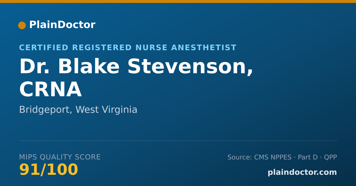 Shareable card for Blake Stevenson, CRNA - Certified Registered Nurse Anesthetist, Bridgeport, WV