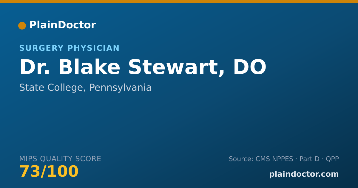 Shareable card for Blake Stewart, DO - Surgery Physician, State College, PA
