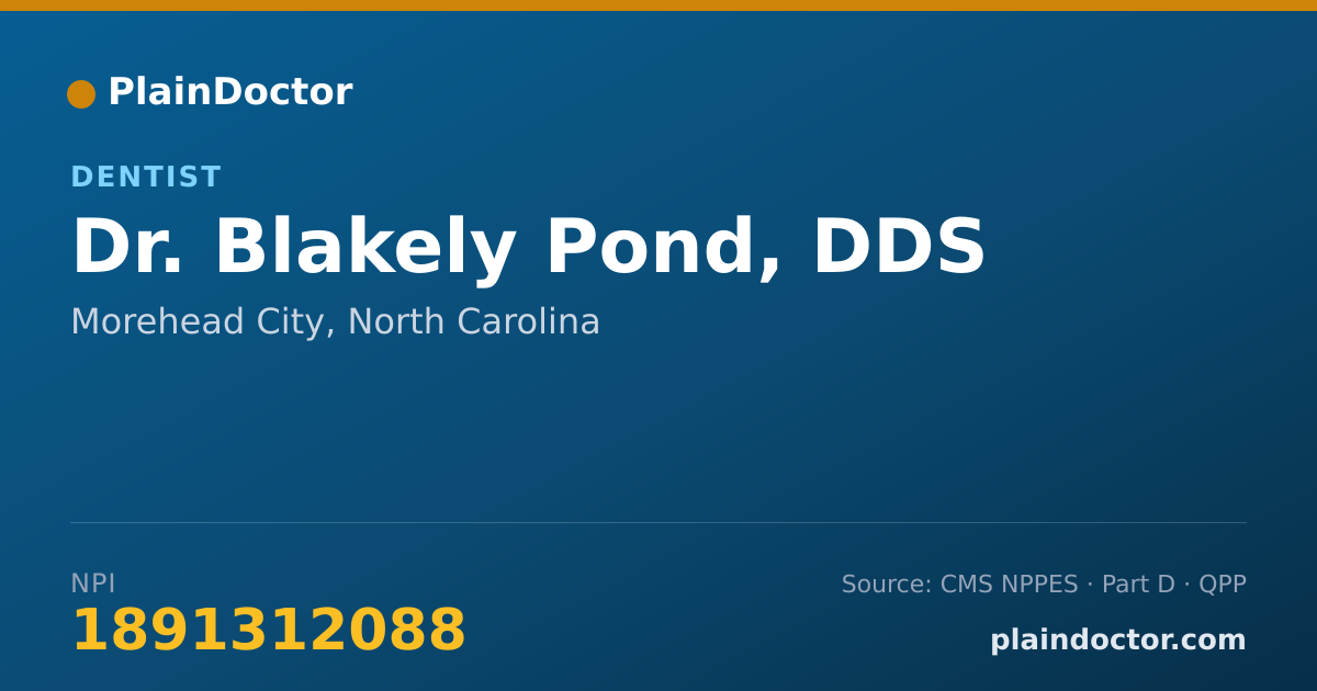 Shareable card for Blakely Pond, DDS - Dentist, Morehead City, NC