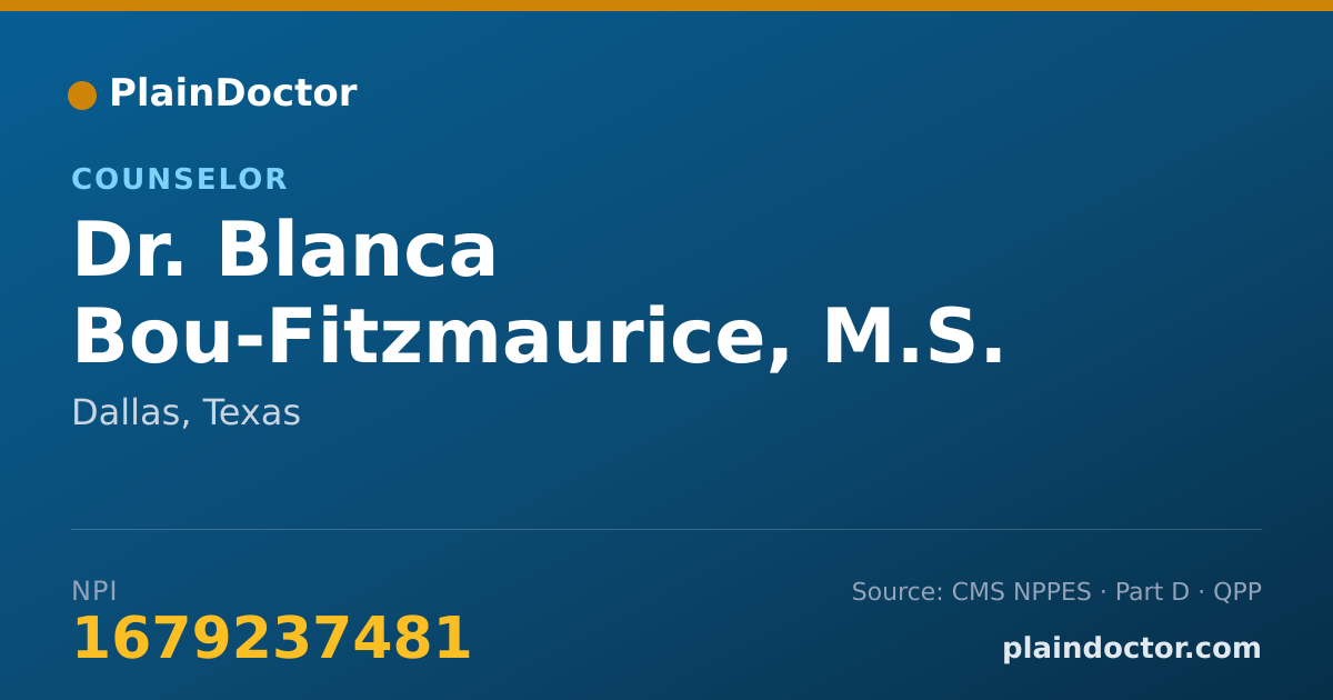 Shareable card for Blanca Bou-Fitzmaurice, M.S. IN COUNSELING - Counselor, Dallas, TX