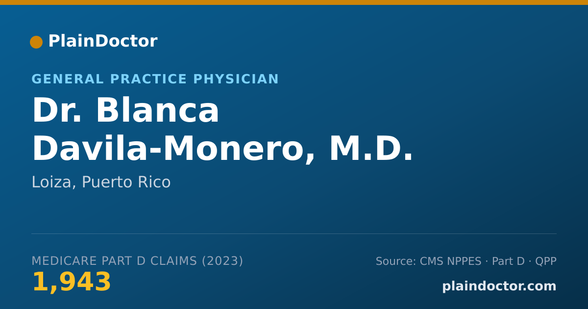 Shareable card for Blanca Davila-Monero, M.D. - General Practice Physician, Loiza, PR