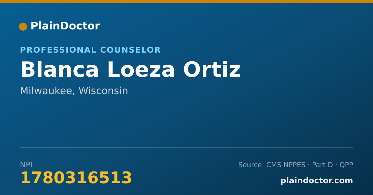 Shareable card for Blanca Loeza Ortiz - Professional Counselor, Milwaukee, WI