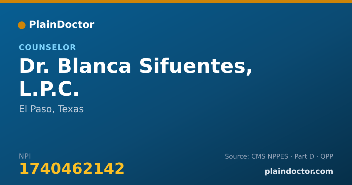 Shareable card for Blanca Sifuentes, L.P.C. - Counselor, El Paso, TX
