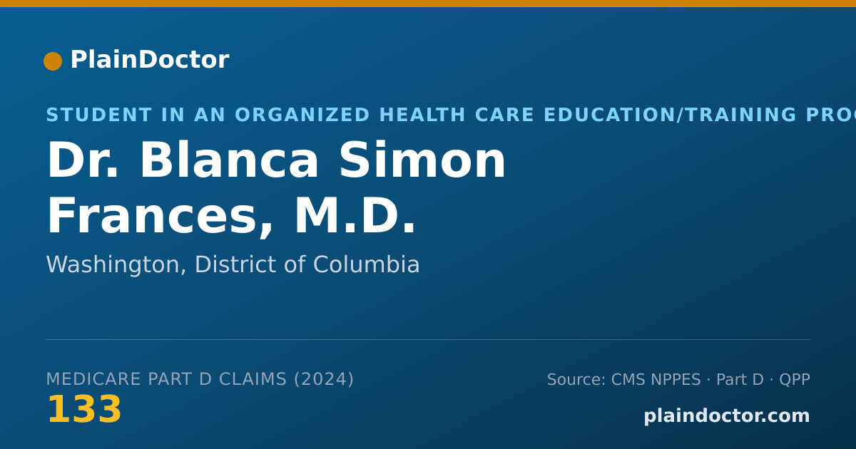 Shareable card for Blanca Simon Frances, M.D. - Student in an Organized Health Care Education/Training Program, Washington, DC