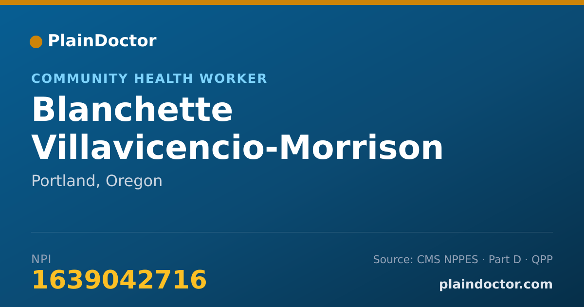 Shareable card for Blanchette Villavicencio-Morrison - Community Health Worker, Portland, OR
