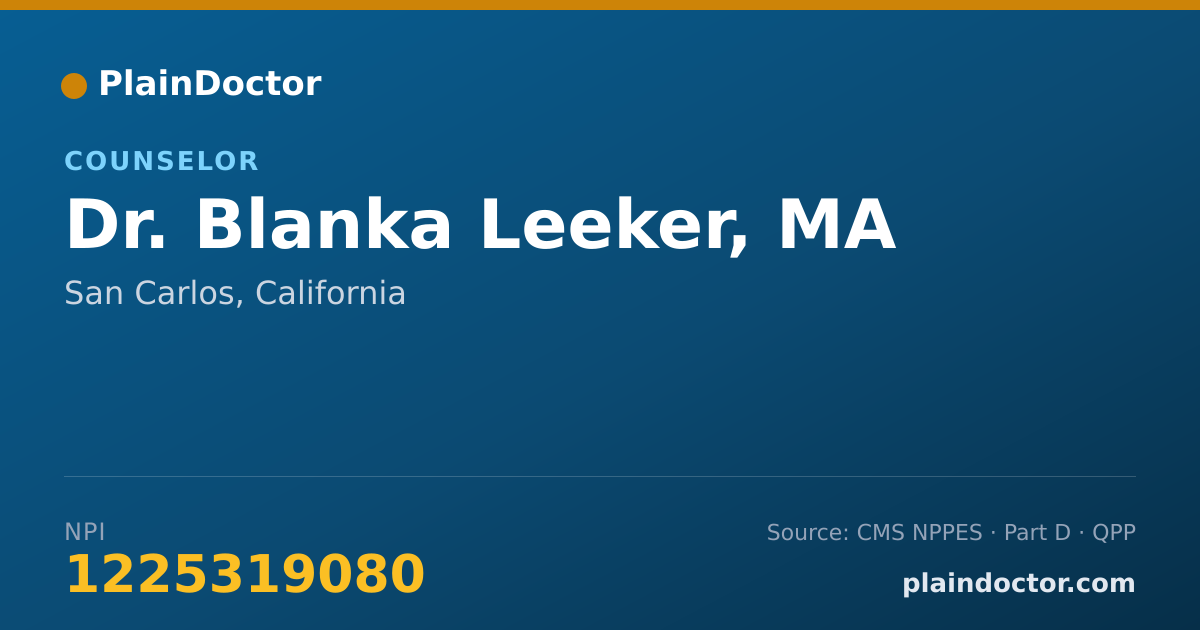 Shareable card for Blanka Leeker, MA - Counselor, San Carlos, CA