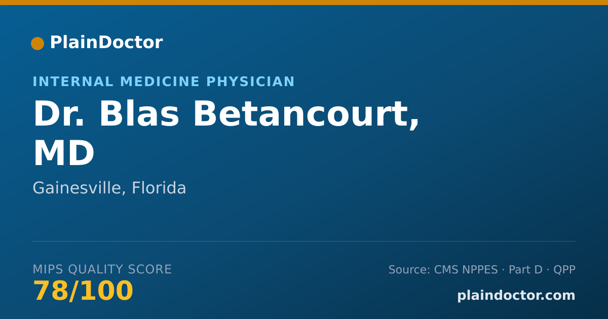 Shareable card for Blas Betancourt, MD - Internal Medicine Physician, Gainesville, FL