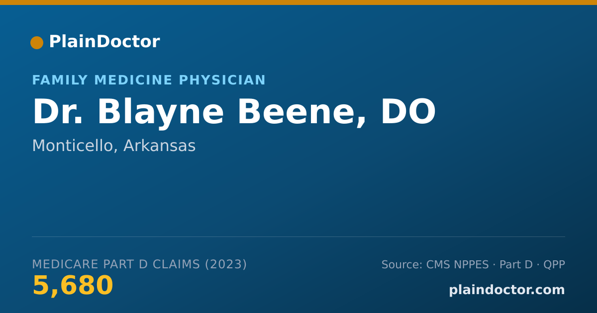 Shareable card for Blayne Beene, DO - Family Medicine Physician, Monticello, AR