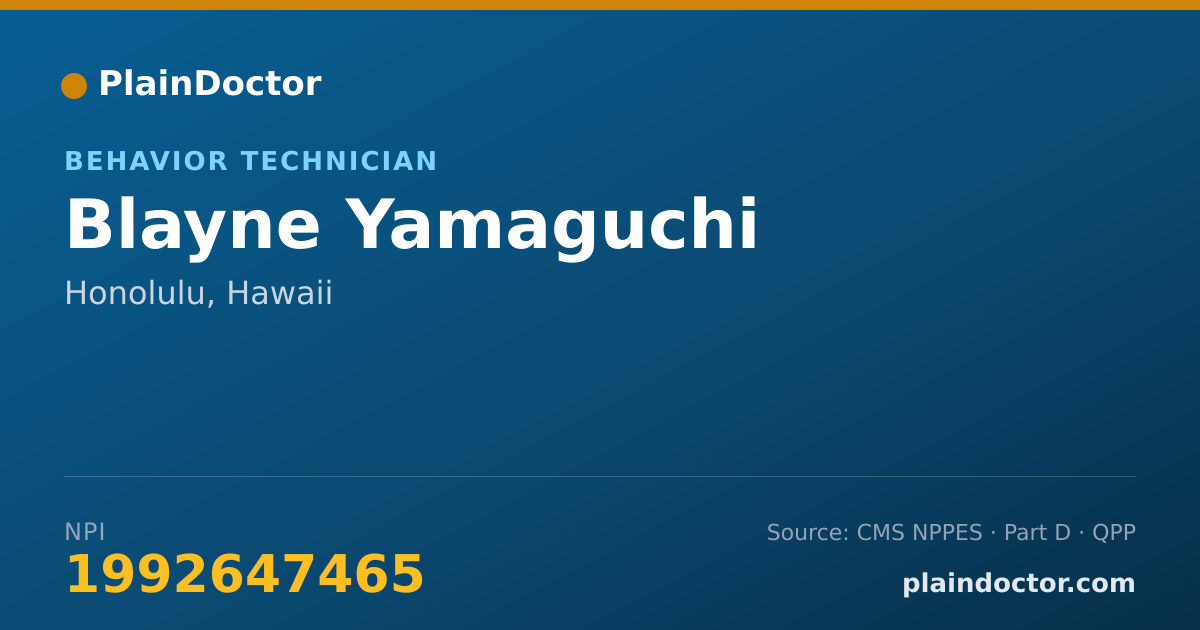 Shareable card for Blayne Yamaguchi - Behavior Technician, Honolulu, HI