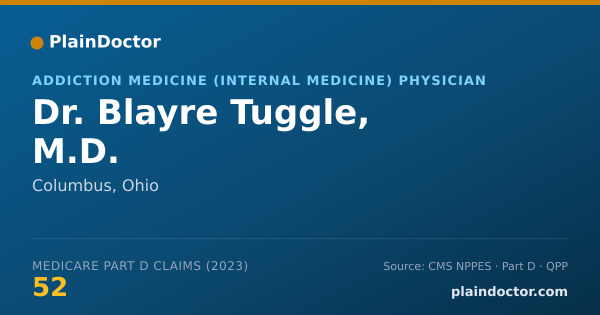 Shareable card for Blayre Tuggle, M.D. - Addiction Medicine (Internal Medicine) Physician, Columbus, OH