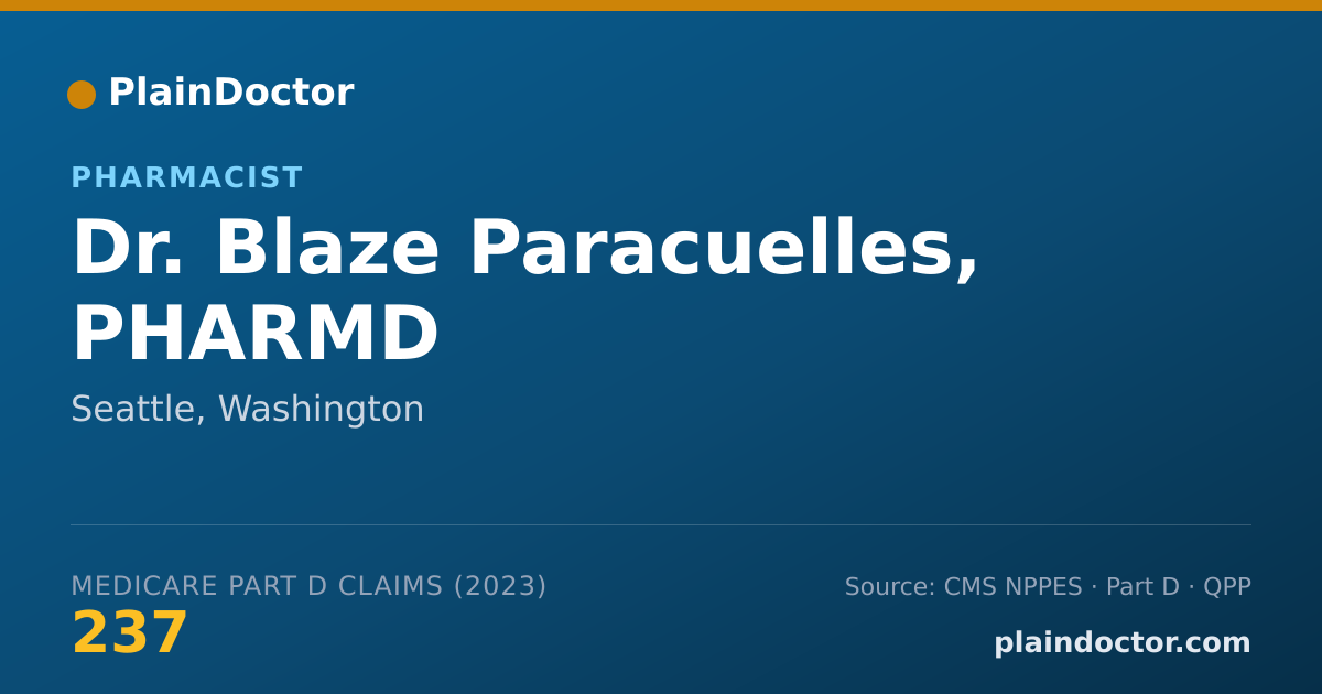 Shareable card for Blaze Paracuelles, PHARMD - Pharmacist, Seattle, WA
