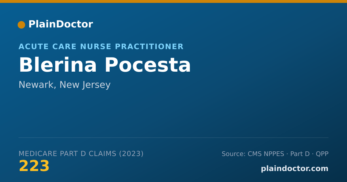 Shareable card for Blerina Pocesta - Acute Care Nurse Practitioner, Newark, NJ