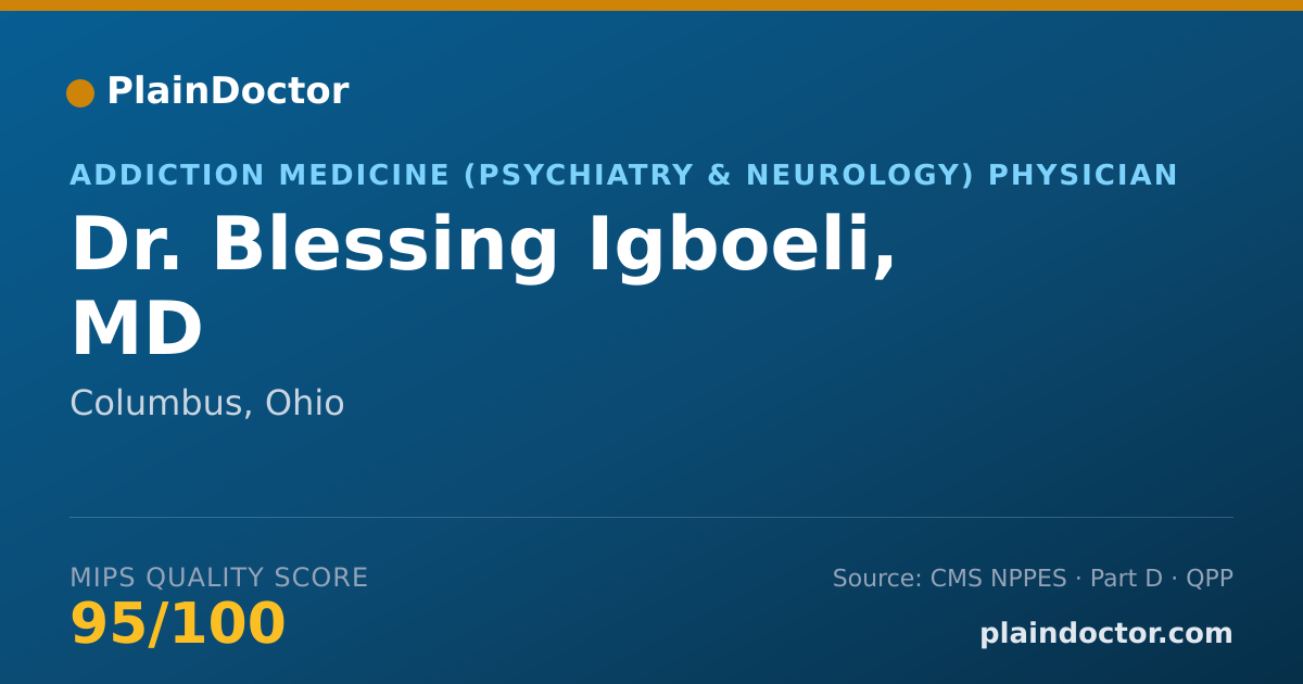 Shareable card for Blessing Igboeli, MD - Addiction Medicine (Psychiatry & Neurology) Physician, Columbus, OH