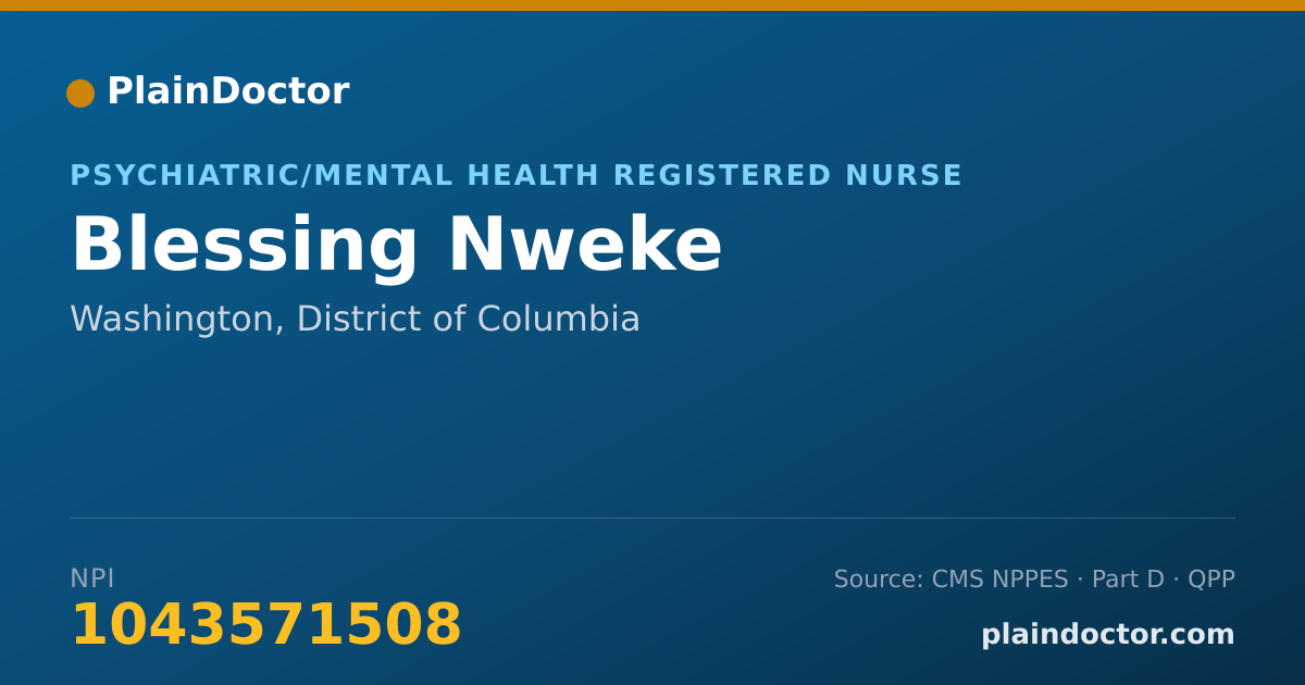 Shareable card for Blessing Nweke - Psychiatric/Mental Health Registered Nurse, Washington, DC