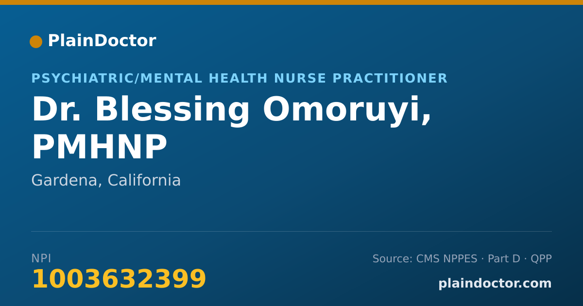Shareable card for Blessing Omoruyi, PMHNP - Psychiatric/Mental Health Nurse Practitioner, Gardena, CA