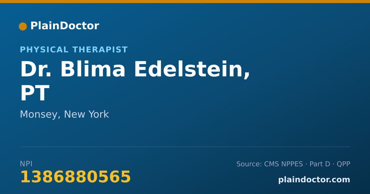 Shareable card for Blima Edelstein, PT - Physical Therapist, Monsey, NY