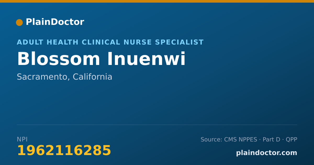 Shareable card for Blossom Inuenwi - Adult Health Clinical Nurse Specialist, Sacramento, CA