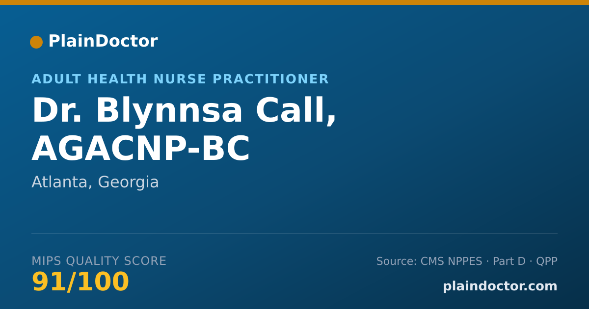 Shareable card for Blynnsa Call, AGACNP-BC - Adult Health Nurse Practitioner, Atlanta, GA