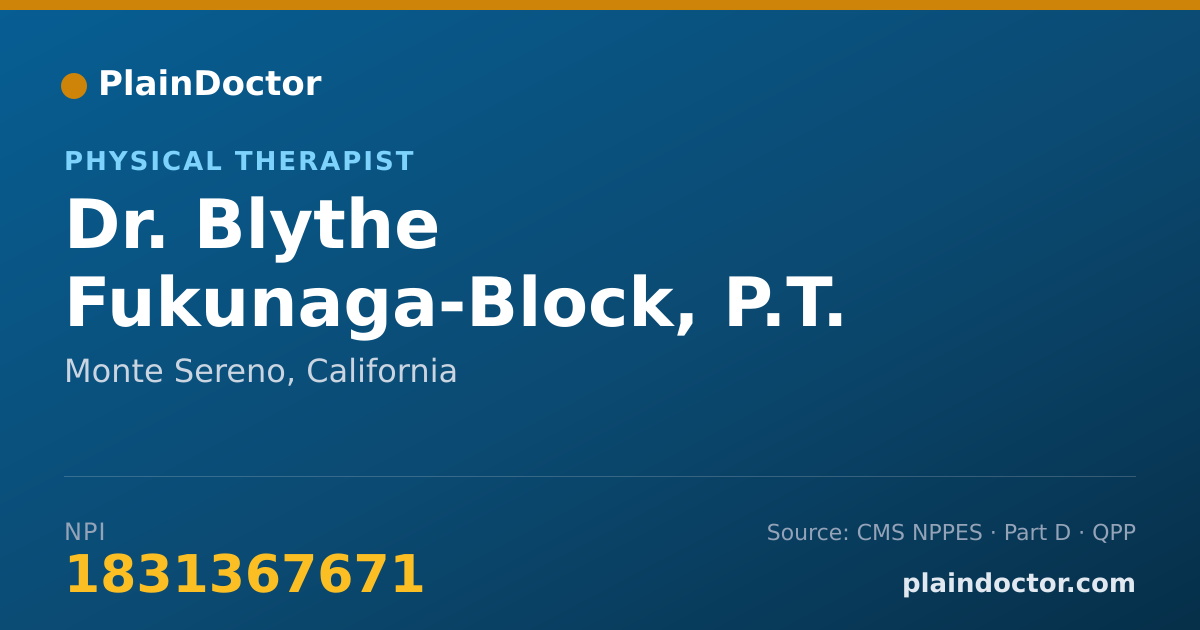 Shareable card for Blythe Fukunaga-Block, P.T. - Physical Therapist, Monte Sereno, CA