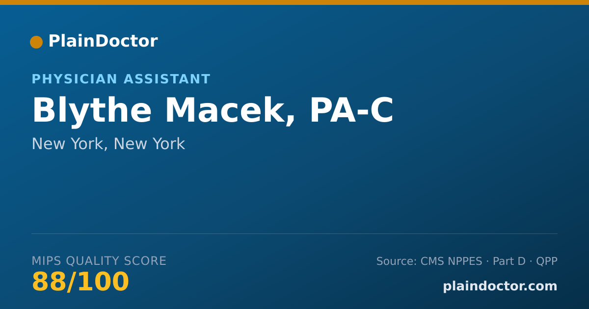 Shareable card for Blythe Macek, PA-C - Physician Assistant, New York, NY