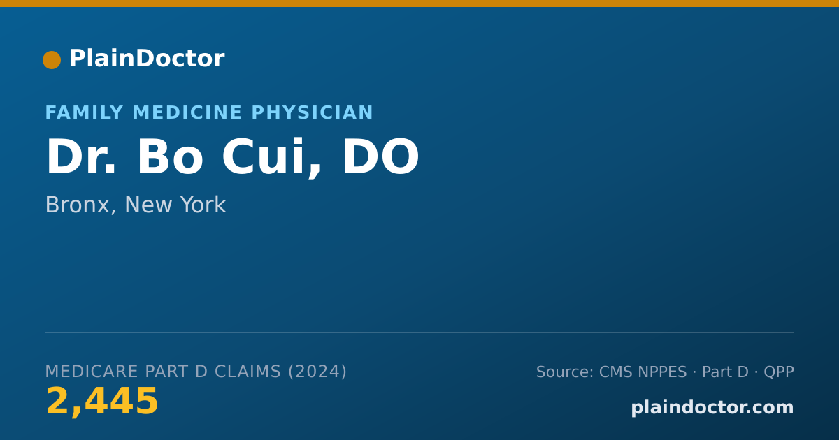 Shareable card for Bo Cui, DO - Family Medicine Physician, Bronx, NY