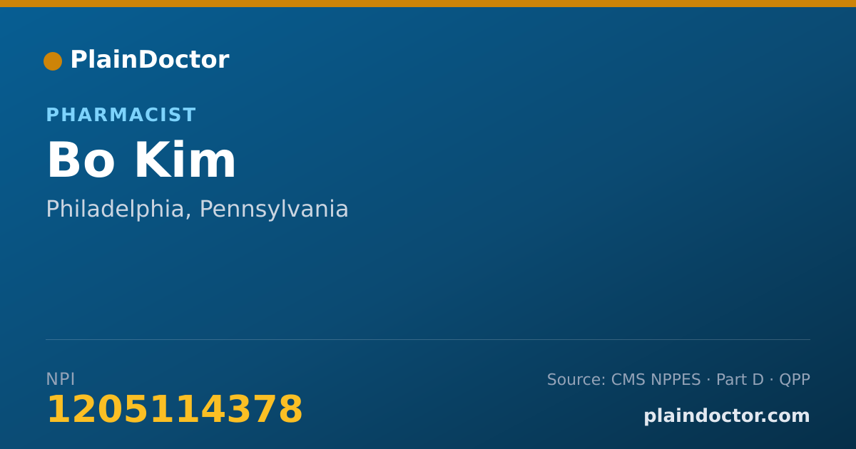 Shareable card for Bo Kim - Pharmacist, Philadelphia, PA