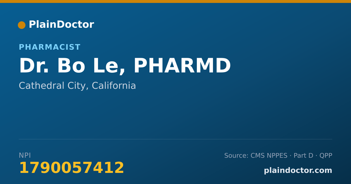 Shareable card for Bo Le, PHARMD - Pharmacist, Cathedral City, CA