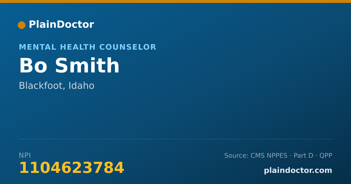 Shareable card for Bo Smith - Mental Health Counselor, Blackfoot, ID
