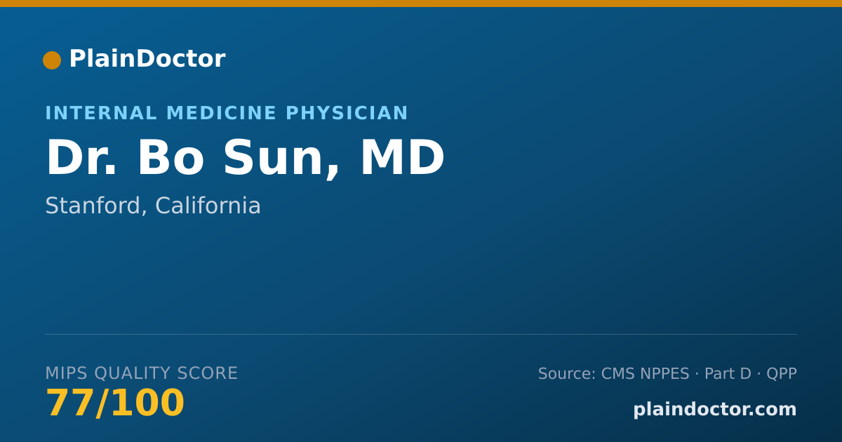 Shareable card for Bo Sun, MD - Internal Medicine Physician, Stanford, CA