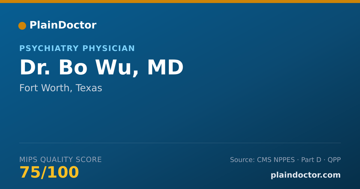 Shareable card for Bo Wu, MD - Psychiatry Physician, Fort Worth, TX