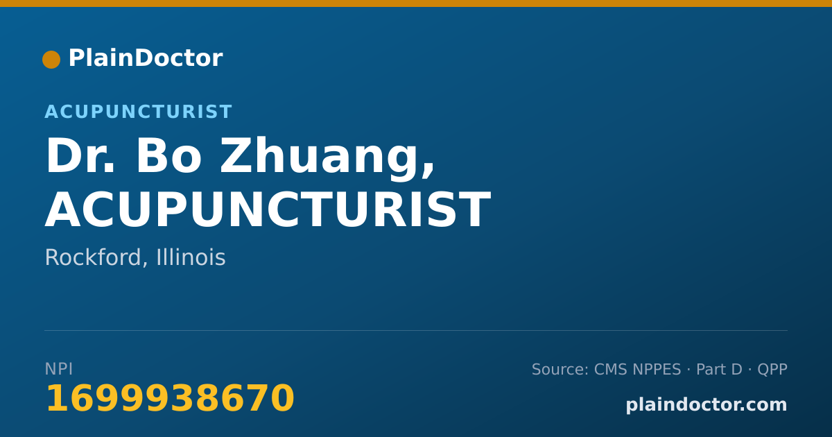 Shareable card for Bo Zhuang, ACUPUNCTURIST - Acupuncturist, Rockford, IL