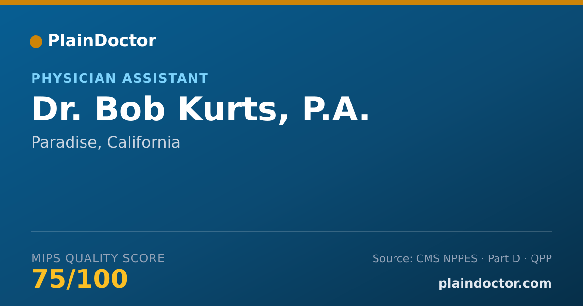 Shareable card for Bob Kurts, P.A. - Physician Assistant, Paradise, CA