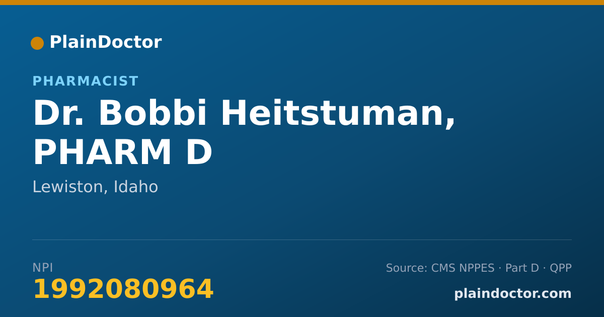 Shareable card for Bobbi Heitstuman, PHARM D - Pharmacist, Lewiston, ID