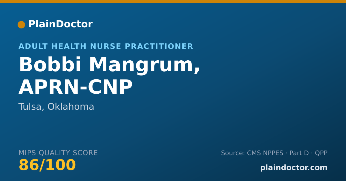 Shareable card for Bobbi Mangrum, APRN-CNP - Adult Health Nurse Practitioner, Tulsa, OK