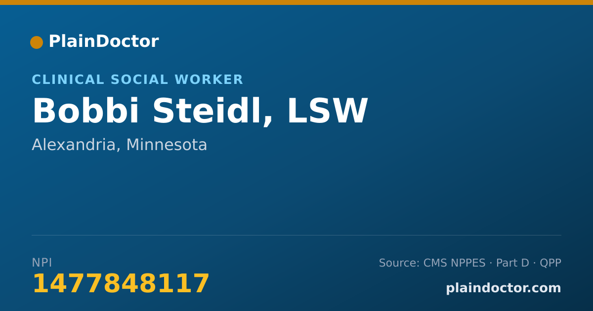 Shareable card for Bobbi Steidl, LSW - Clinical Social Worker, Alexandria, MN