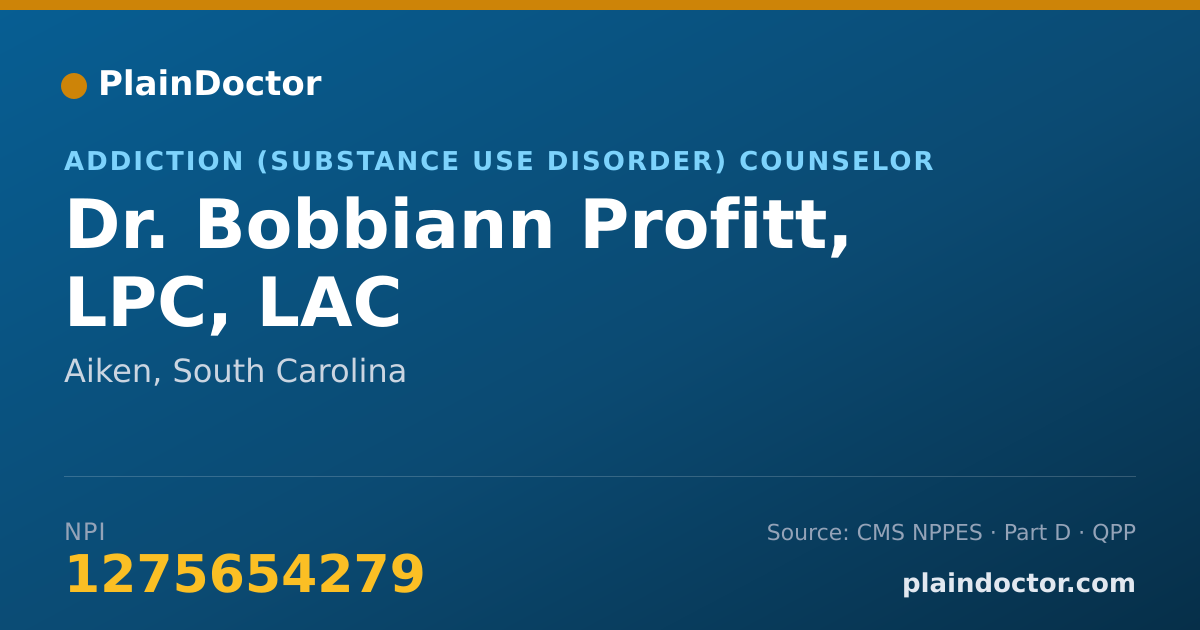 Shareable card for Bobbiann Profitt, LPC, LAC - Addiction (Substance Use Disorder) Counselor, Aiken, SC