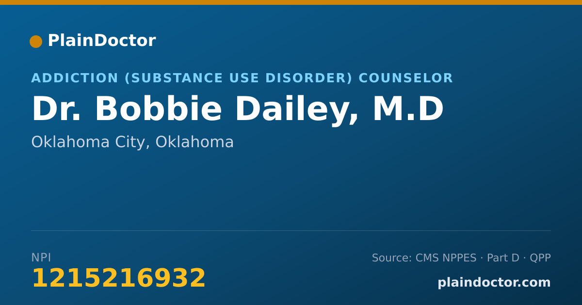 Shareable card for Bobbie Dailey, M.D - Addiction (Substance Use Disorder) Counselor, Oklahoma City, OK
