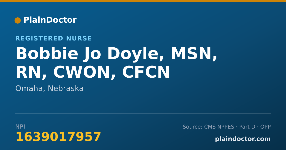 Shareable card for Bobbie Jo Doyle, MSN, RN, CWON, CFCN - Registered Nurse, Omaha, NE