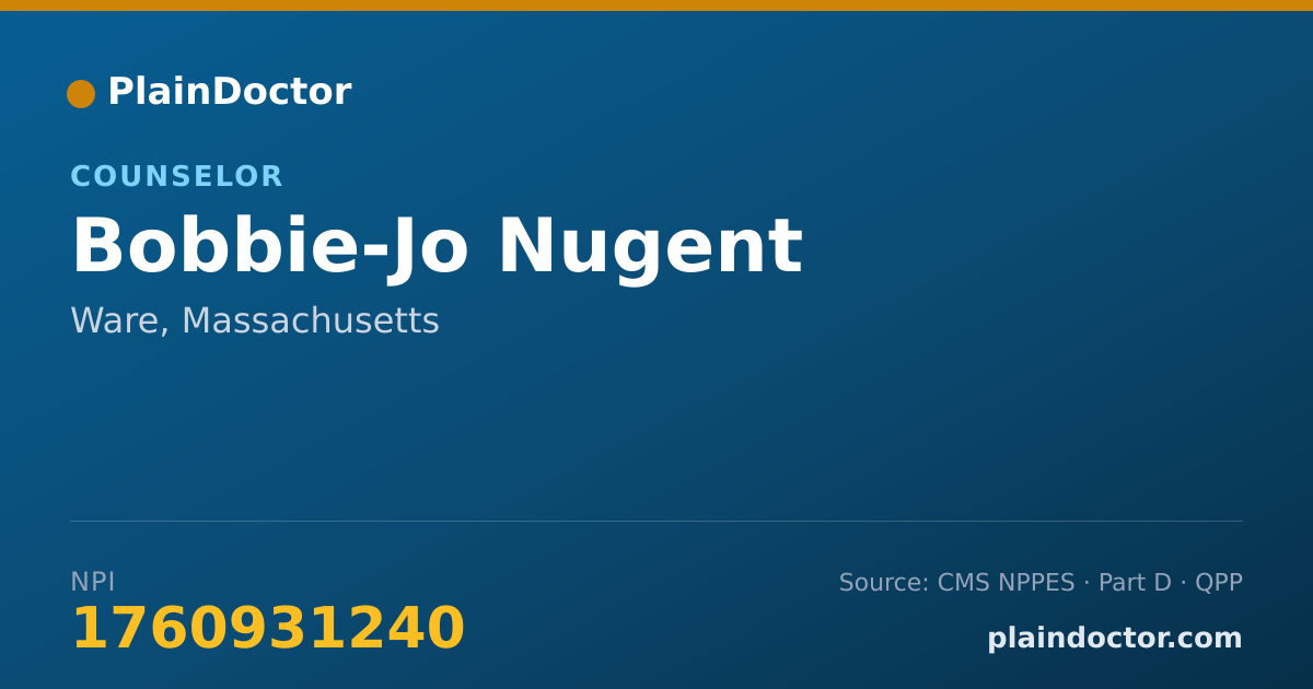 Shareable card for Bobbie-Jo Nugent - Counselor, Ware, MA