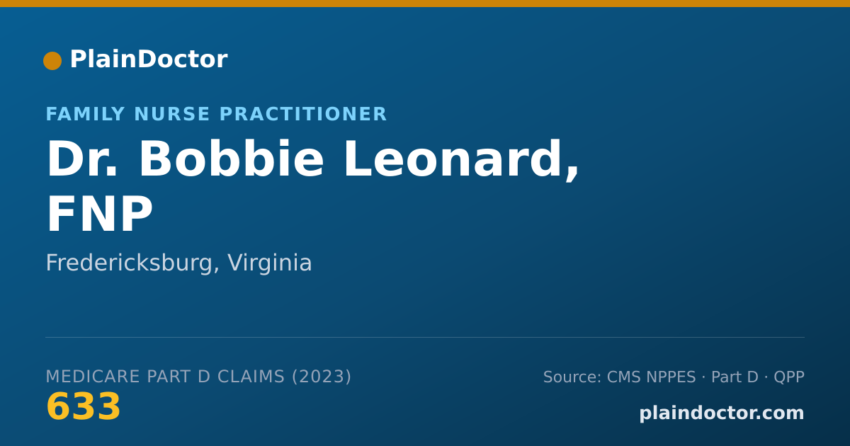 Shareable card for Bobbie Leonard, FNP - Family Nurse Practitioner, Fredericksburg, VA