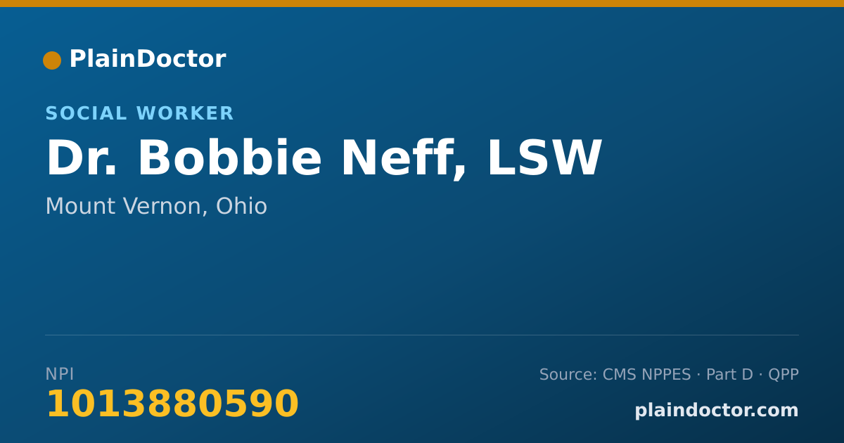 Shareable card for Bobbie Neff, LSW - Social Worker, Mount Vernon, OH