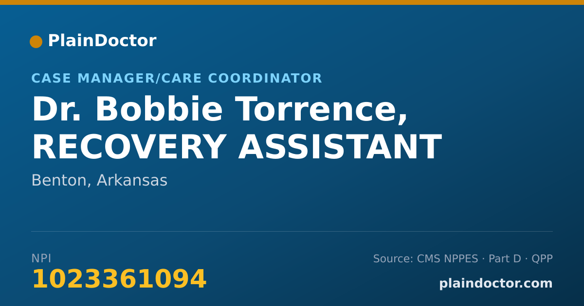 Shareable card for Bobbie Torrence, RECOVERY ASSISTANT - Case Manager/Care Coordinator, Benton, AR