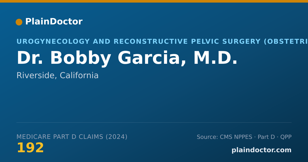 Shareable card for Bobby Garcia, M.D. - Urogynecology and Reconstructive Pelvic Surgery (Obstetrics & Gynecology) Physician, Riverside, CA