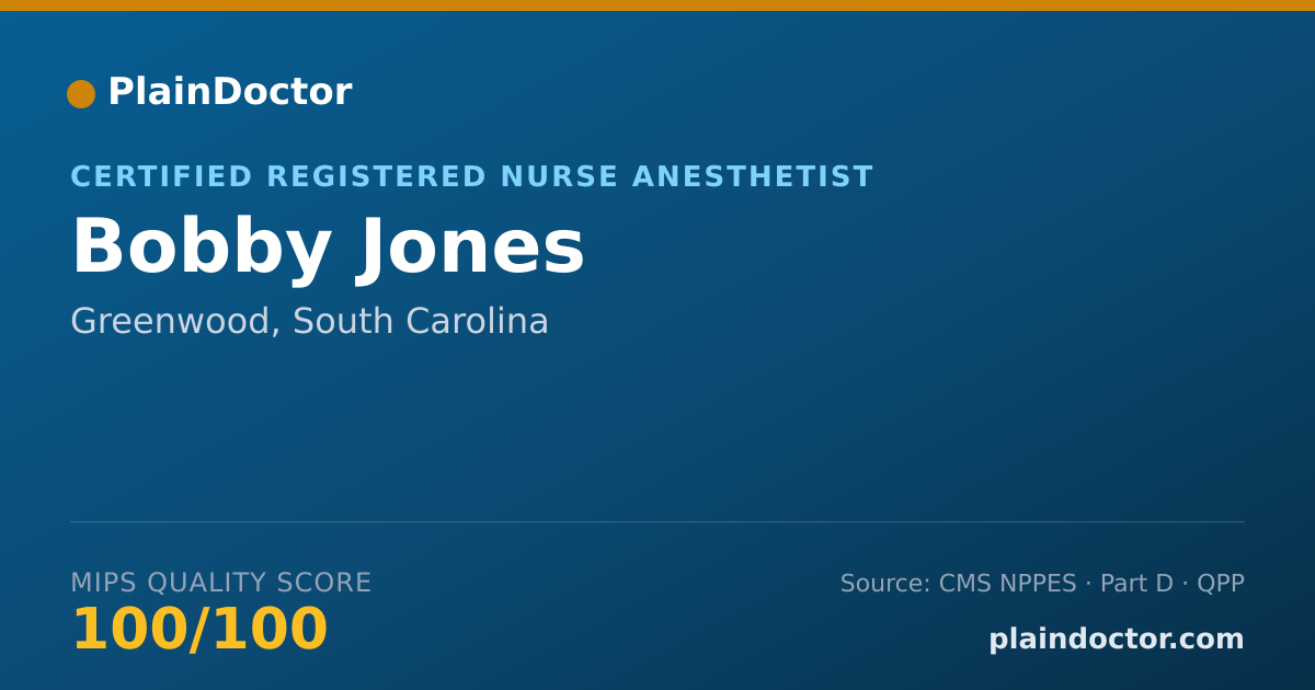 Shareable card for Bobby Jones - Certified Registered Nurse Anesthetist, Greenwood, SC