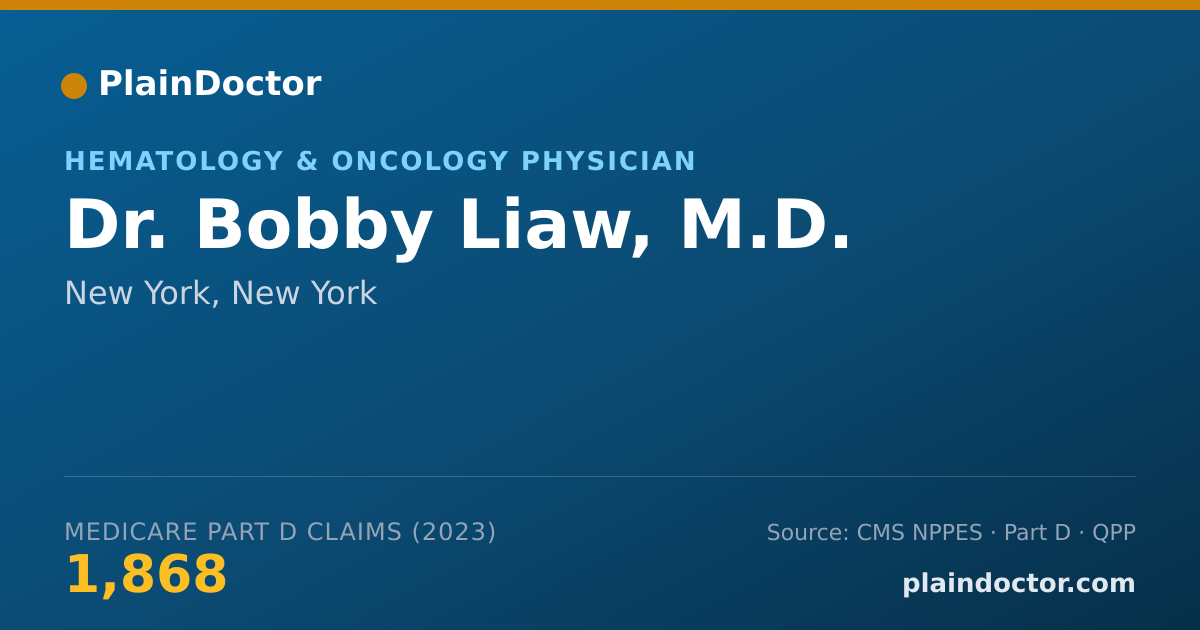 Shareable card for Bobby Liaw, M.D. - Hematology & Oncology Physician, New York, NY