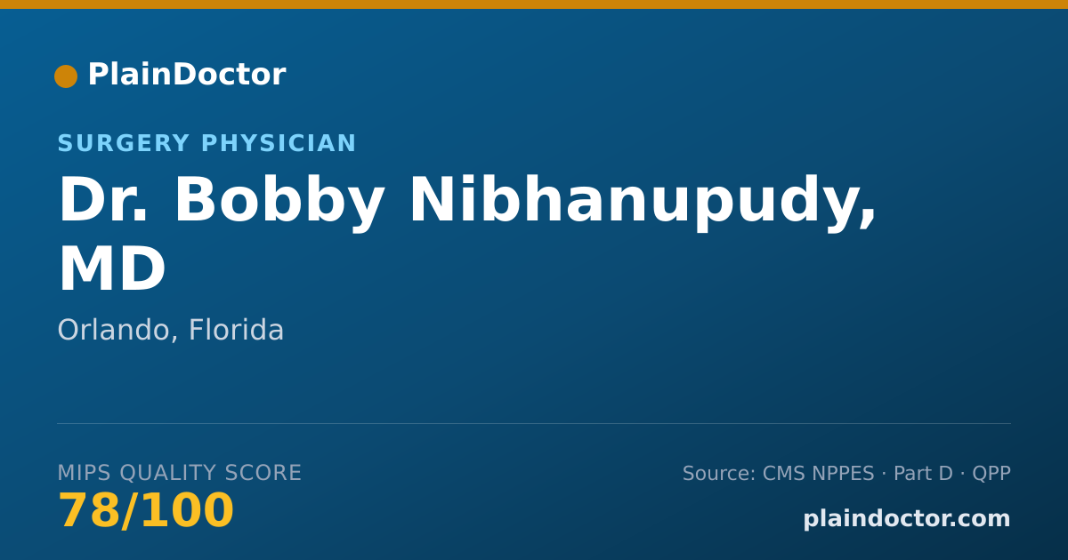 Shareable card for Bobby Nibhanupudy, MD - Surgery Physician, Orlando, FL